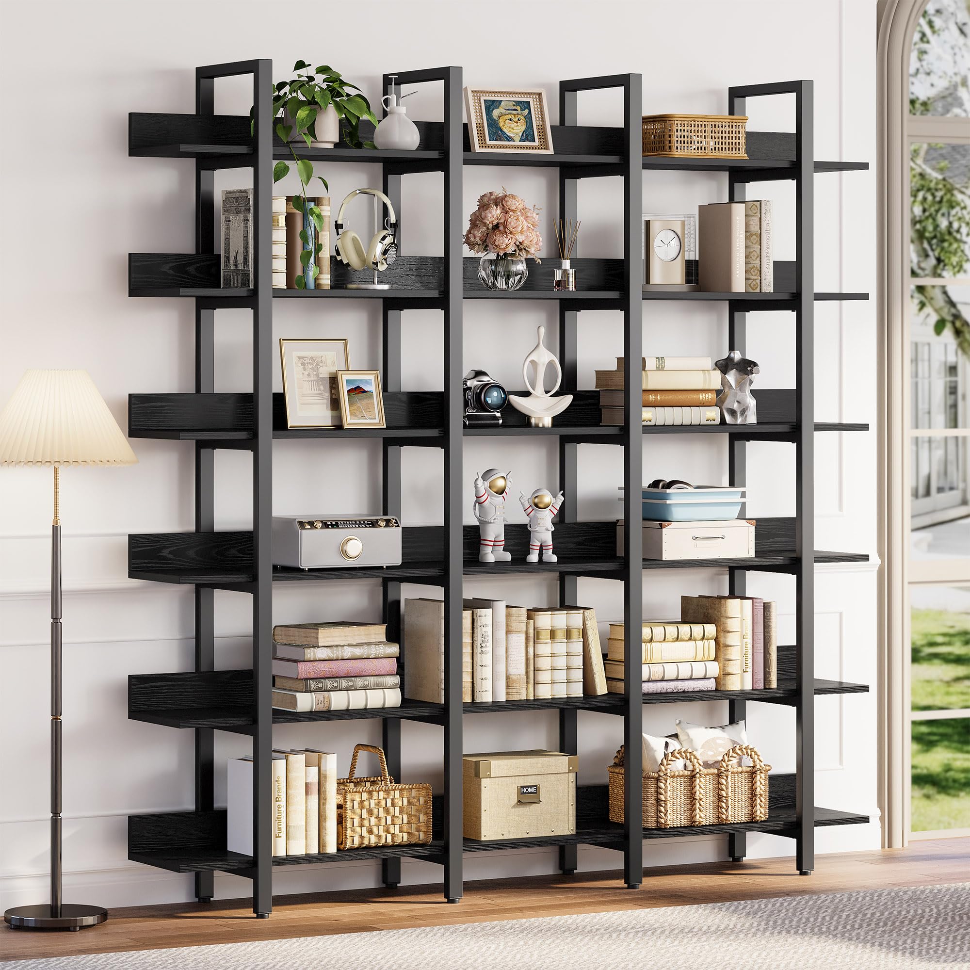 YNWAブック Amazon.com: IRONCK Book Shelf Triple Wide Bookshelves 6 Tiers with